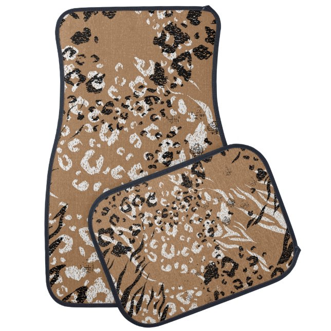 Modern leopard: wild nature pattern. car floor mat (Set)