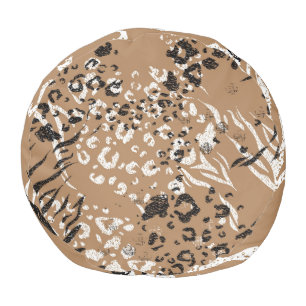 Modern leopard: wild nature pattern. pouf