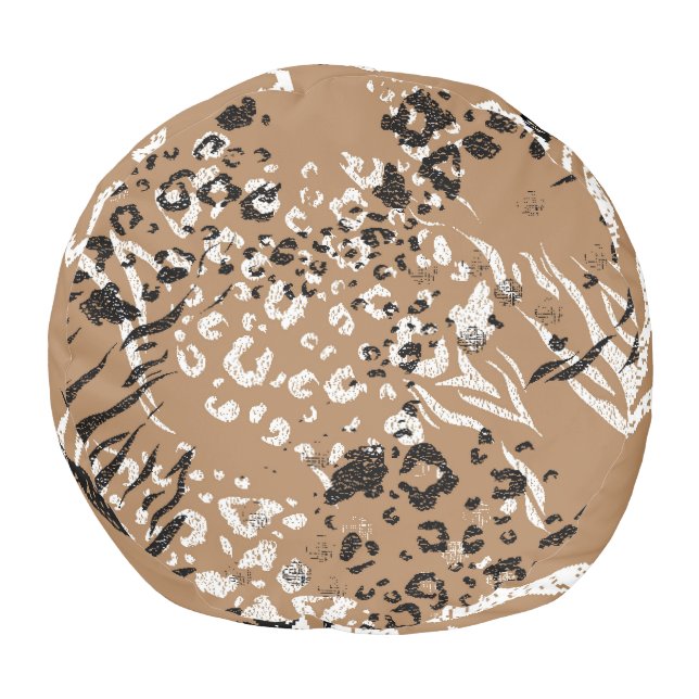 Modern leopard: wild nature pattern. pouf (Bottom)