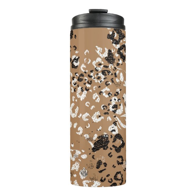 Modern leopard: wild nature pattern. thermal tumbler (Front)