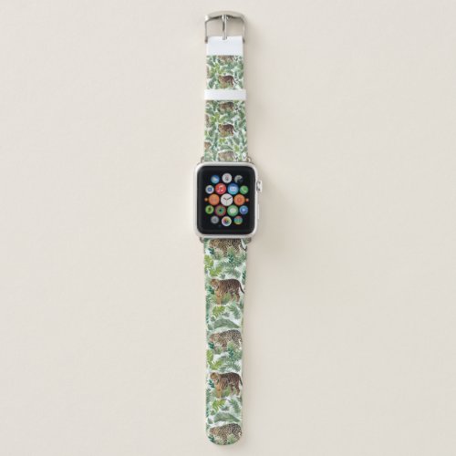 Modern Leopards Tigers Jungle Plants Apple Watch Band