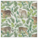 Modern Leopards Tigers Jungle Plants Fabric