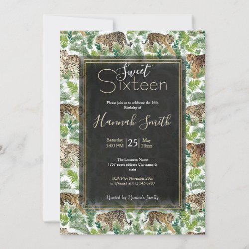 Modern Leopards Tigers Jungle Plants Invitation