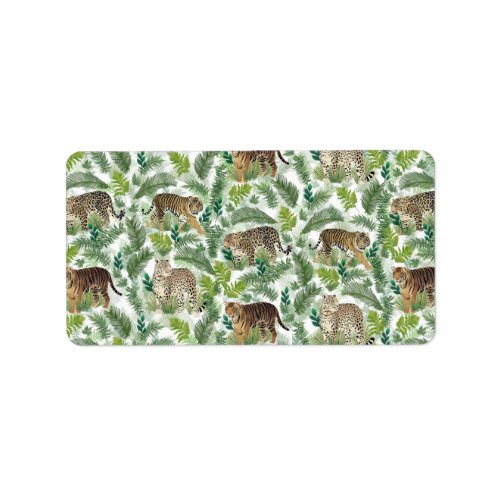 Modern Leopards Tigers Jungle Plants Label