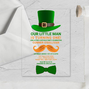 Modern Leprechaun St. Patrick's Any Age Birthday Acrylic Invitations