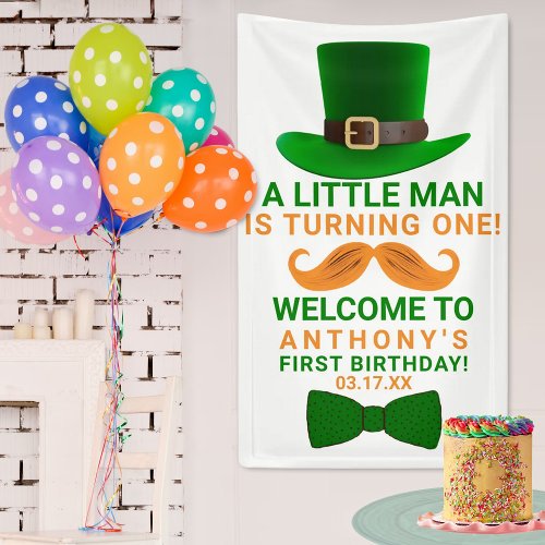 Modern Leprechaun St Patricks Any Age Birthday Banner