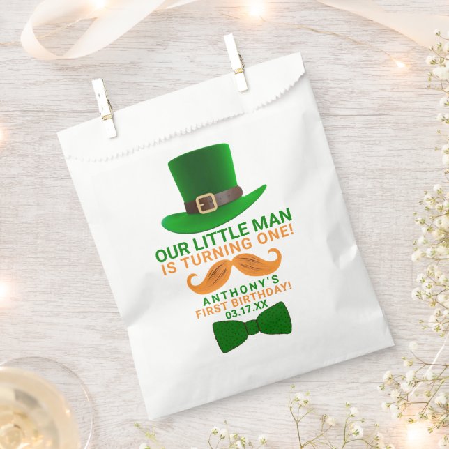 Modern Leprechaun St. Patrick's Any Age Birthday Favor Bag (Clipped)