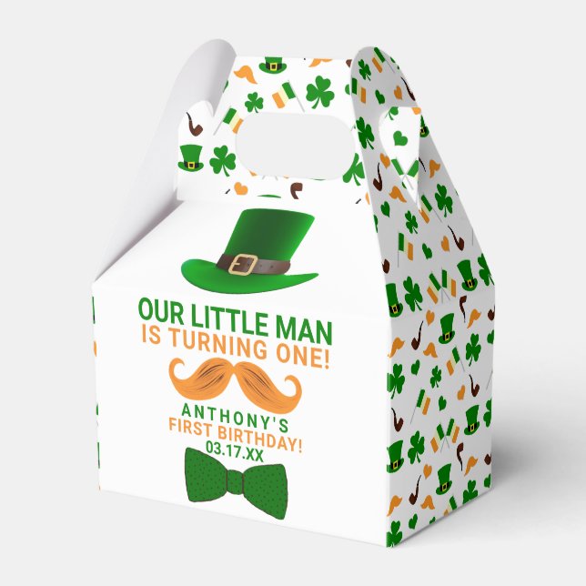 Modern Leprechaun St. Patrick's Any Age Birthday Favor Boxes (Front Side)