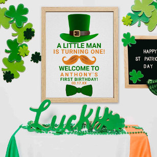 Modern Leprechaun St. Patrick's Any Age Birthday Poster