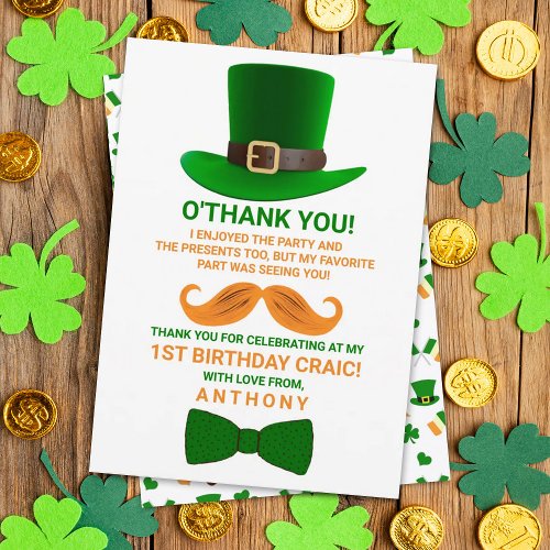 Modern Leprechaun St Patricks Any Age Birthday Thank You Card