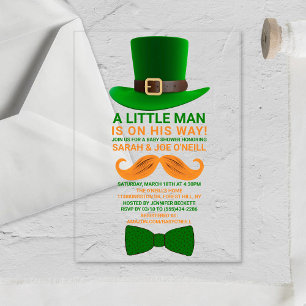 Modern Leprechaun St. Patrick's Day Baby Shower Acrylic Invitations