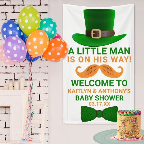 Modern Leprechaun St Patricks Day Baby Shower Banner