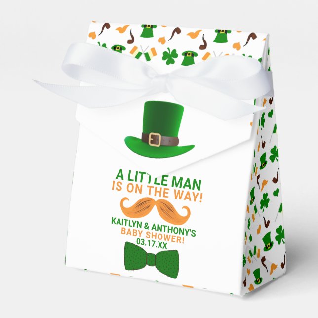 Modern Leprechaun St. Patrick's Day Baby Shower Favor Boxes (Front Side)