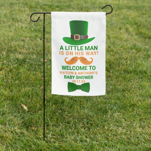 Modern Leprechaun St Patricks Day Baby Shower Garden Flag