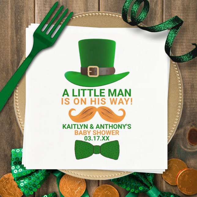 Modern Leprechaun St. Patrick's Day Baby Shower Napkins (Creator Uploaded)