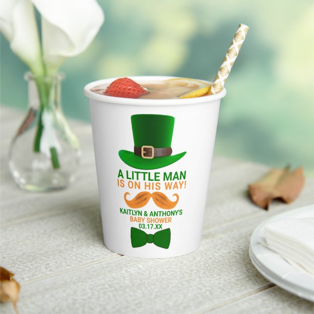 Modern Leprechaun St. Patrick's Day Baby Shower Paper Cups (Insitu)