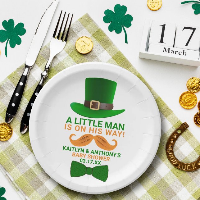 Modern Leprechaun St. Patrick's Day Baby Shower Paper Plates (Creator Uploaded)