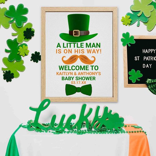 Modern Leprechaun St Patricks Day Baby Shower Poster