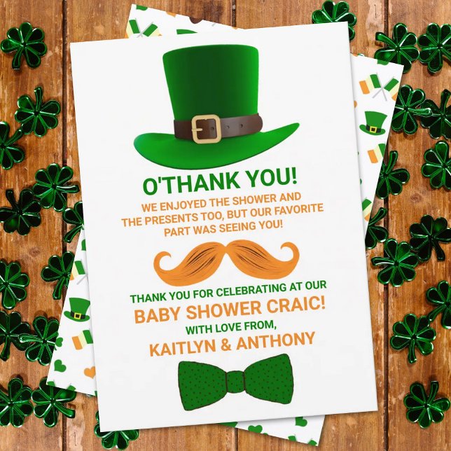 Modern Leprechaun St. Patrick's Day Baby Thank You Card (Creator Uploaded)