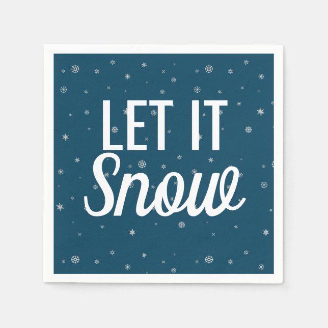 Modern let it snow blue with snowflakes napkins (Front)
