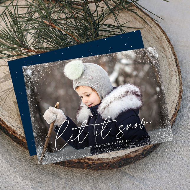 Modern Let It Snow Script Photo Holiday Card (Creator Uploaded)