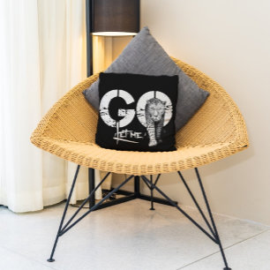 Modern LET ME GO Leopard Black THROW PILLOW