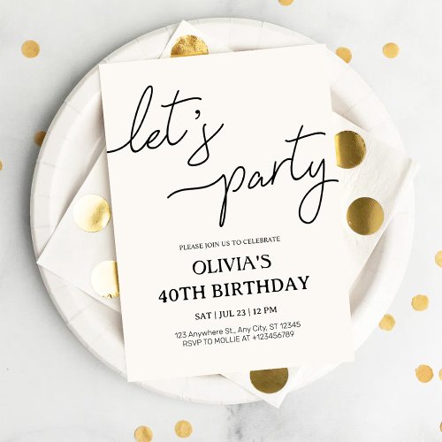 Modern Let’s Party 40th Birthday