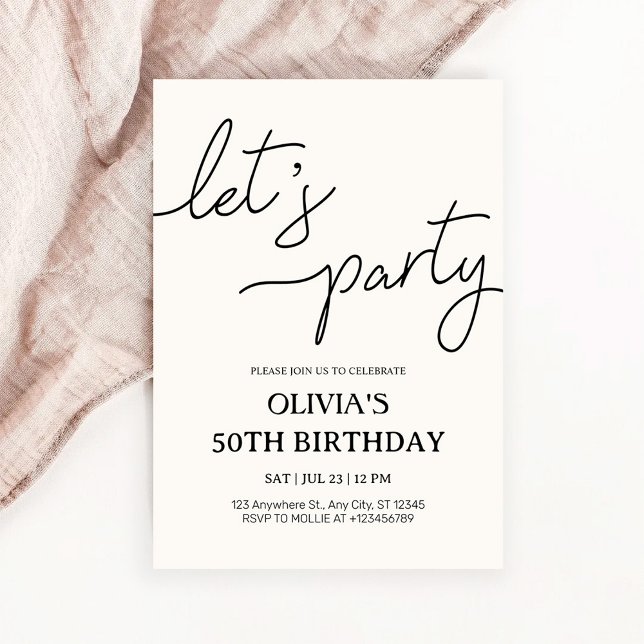 Modern Let’s Party 50th Birthday Invitation (Creator Uploaded)