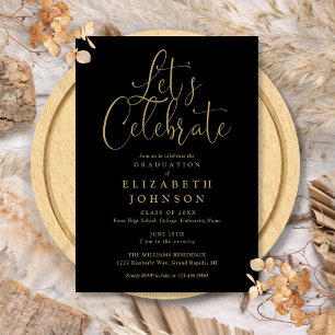 Modern Lets Celebrate Script Graduation Party Invitation