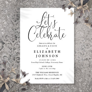 Modern Lets Celebrate Script Graduation Party Invitation