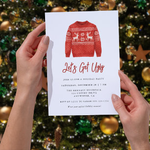 Modern Lets Get Ugly Christmas Ugly Sweater Party Invitation