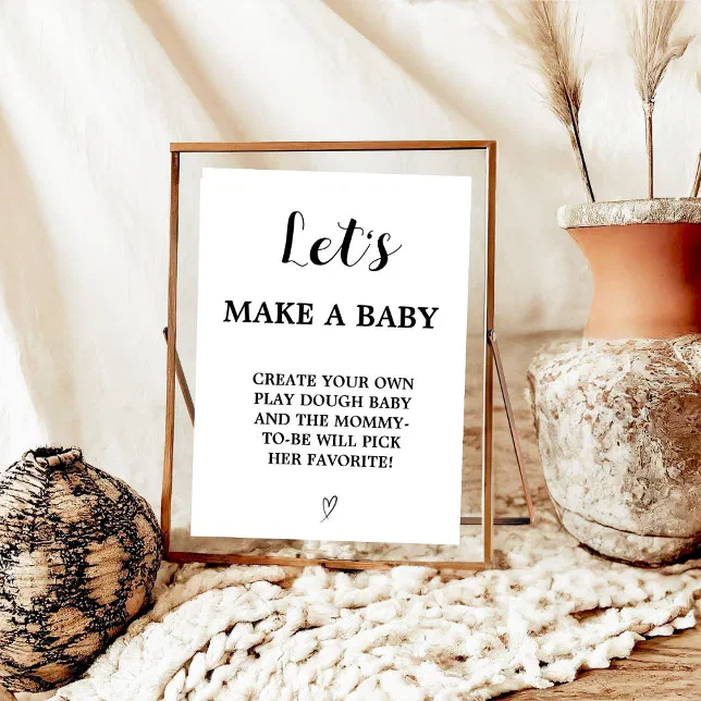 Modern let's make a Baby Baby Shower Game sign | Zazzle