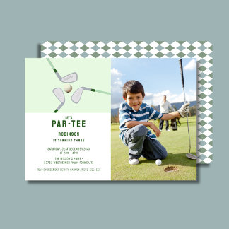 Modern Let's Par-tee golf birthday photo Invitation