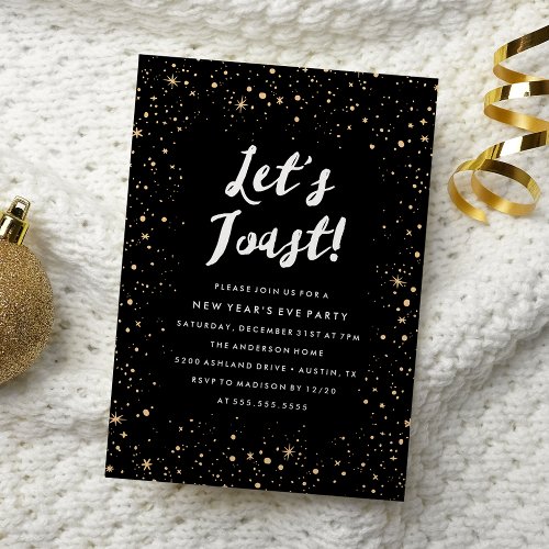 Modern Lets Toast New Years Eve Party Invitation