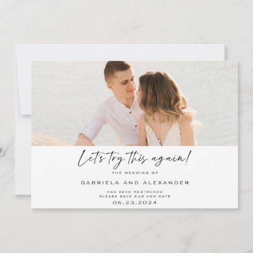 Modern Lets Try This Again Calligraphy Photo Save The Date