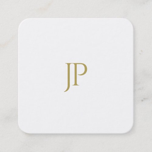 Modern Letter Minimalist Template Gold Monogram Square Business Card