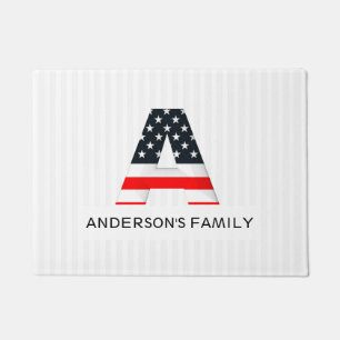 Modern Letter With The American Flag Doormat