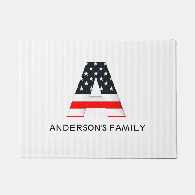 Modern Letter With The American Flag Doormat (Front)