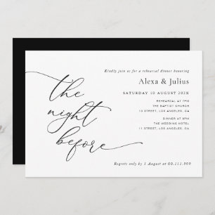 Modern Lettering Black And White Wedding Rehearsal Invitation