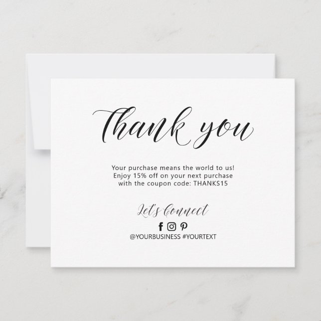Modern Lettering Business Package Thank You Card (Front)