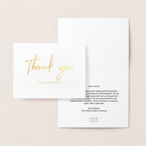 Modern Lettering Business Thank you Gold Foil Card