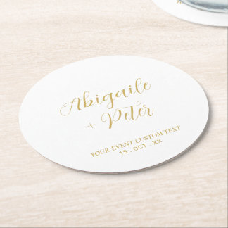 Modern Lettering Couples Name Party Event Round Paper Coaster