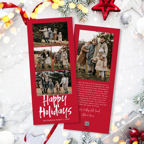 Modern Lettering Five Slim Photo Happy Holiday Card