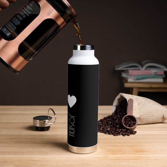 Modern Lettering Heart Monogram Water Bottle (Coffee)