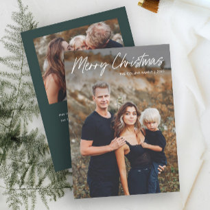 Modern Lettering Merry Christmas 2 Photo Holiday Card