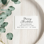 Modern Lettering Merry Christmas Family Name Rubber Stamp<br><div class="desc">A simple yet elegant Christmas mail stamp, with "Merry Christmas" in hand-lettered calligraphy script, and your family name and your return address or contact details below in modern sans-serif typography. You can easily create your own custom Holiday return address stamp by clicking Personalize this template button and changing all details....</div>