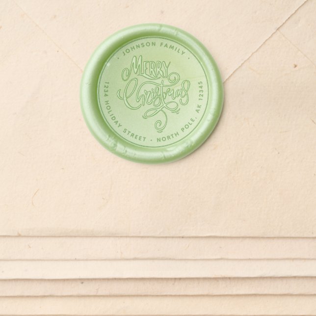 Modern Lettering Merry Christmas Wax Seal Sticker (Front)