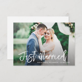 modern lettering script wedding announcement