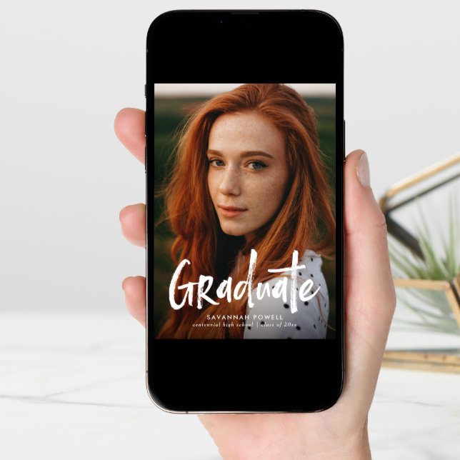 Modern Lettering Simple 4 Photo Graduation Announcement (Front Digital)