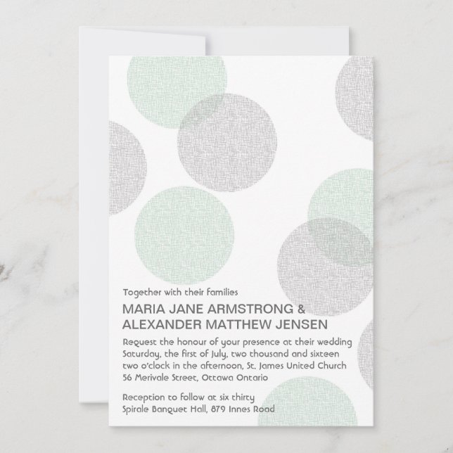 Modern Letterpress Style Circle Wedding Invitation (Front)